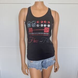 Free and Fit Patriotic Womens Workout Tank by Straight Legless Clothing-Size S/M